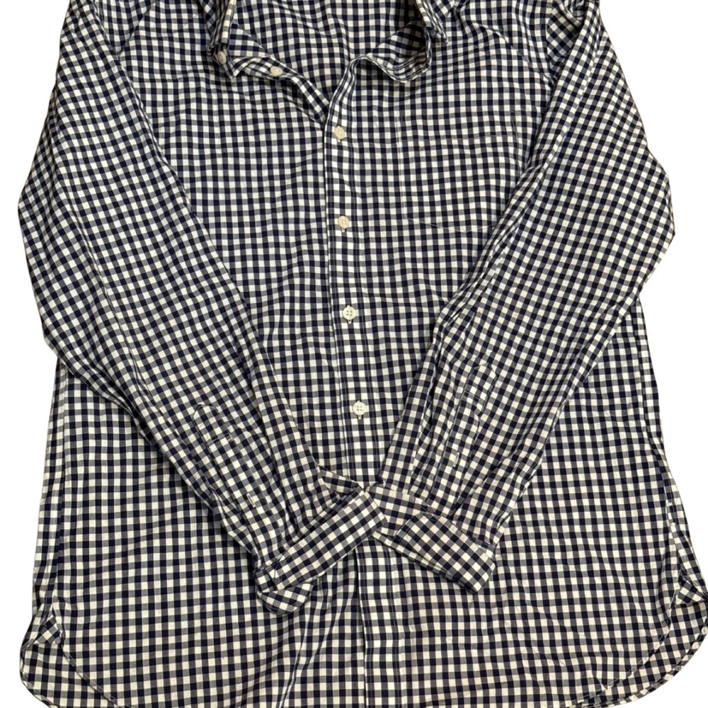J.Crew Thompson Blue White Gingham Wrinkle Free Shirt Men’s XL